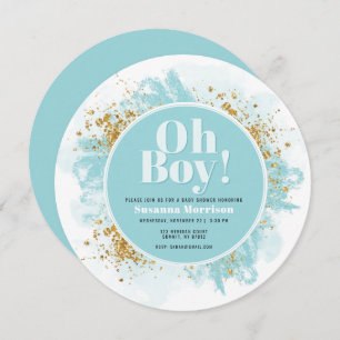 Invitation Oh Baby shower d'aquarelle Parties scintillant ron