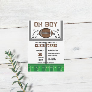 Invitation Oh Baby shower de football garçon