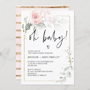 Invitation Oh Baby shower Genre Neutral Bébé Flore Bassin