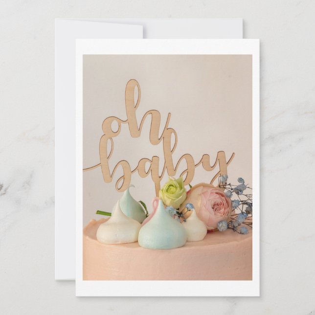 Invitation Oh Baby shower moderne avec Pastel Cake (Devant)