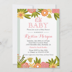 Invitation Oh Baby shower Moderne Chic Fleurs de Nature
