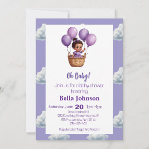 Invitation Oh Baby shower pourpre