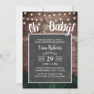 Invitation Oh Baby shower Rustic Forest Owl Lumières à cordes