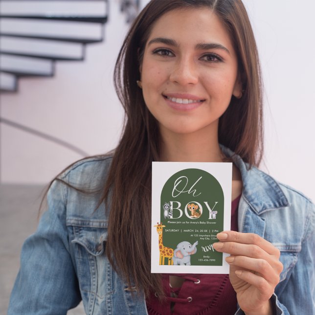Invitation Oh Baby shower Safari Animaux Garçon (Créateur téléchargé)