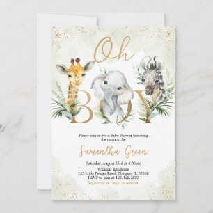 Invitation Oh Baby shower Safari Animaux Garçon