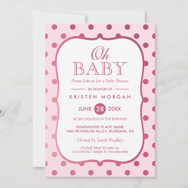 Invitation Oh Baby shower tendance Parties scintillant rose P (Devant)