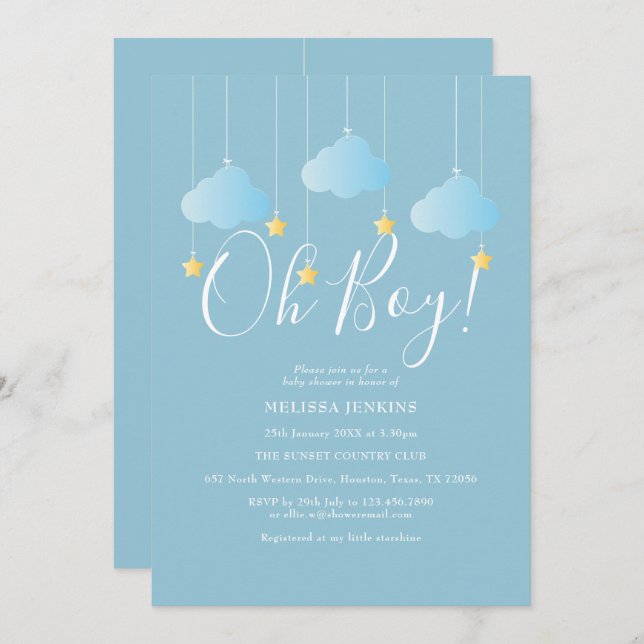 Invitation Oh Baby shower Twinkle / Sprinkle (Devant / Derrière)