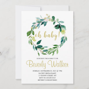 Invitation Oh Baby shower Vert Floral