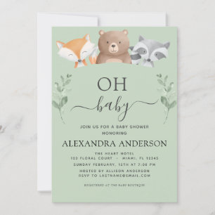 Invitation Oh Baby shower Woodland mignons Animaux