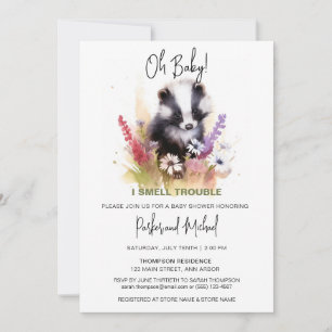 Invitation Oh Baby Skunk Baby showers animaux boisés