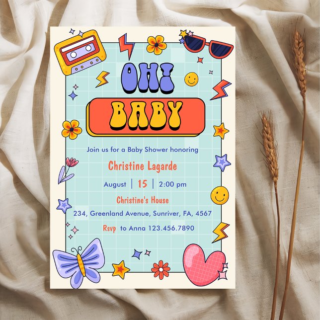 Invitation Oh! Baby Super Hippie Baby shower Party (Créateur téléchargé)