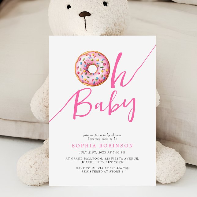 Invitation Oh Baby Sweet Donuts Minimalist Girl Baby shower (Créateur téléchargé)