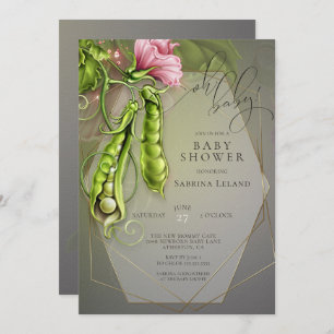 Invitation Oh Baby Sweet Peas dans un Baby shower de pois