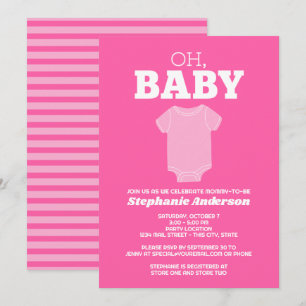 Invitation Oh Baby - T-shirt Fantaisiste Rose Pâle Baby Showe