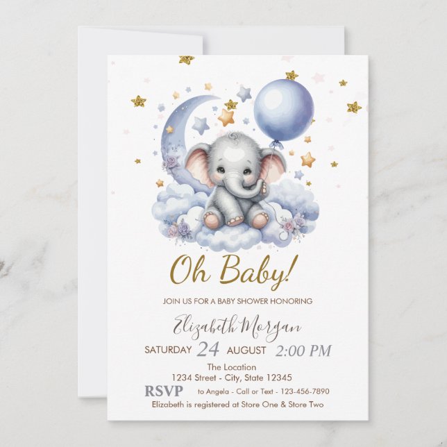 Invitation Oh Baby Teddy Bear Baby shower (Devant)