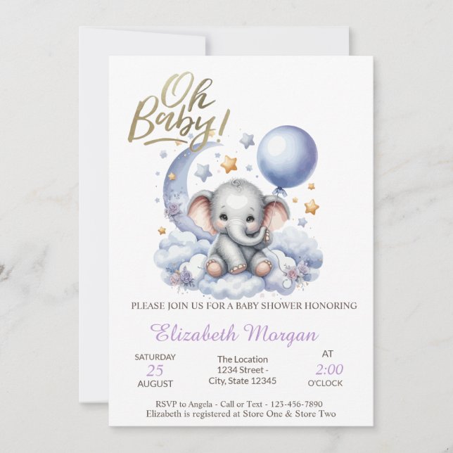 Invitation Oh Baby Teddy Bear Baby shower (Devant)