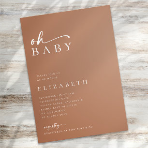 Invitation Oh Baby Terracotta minimaliste Baby shower Script