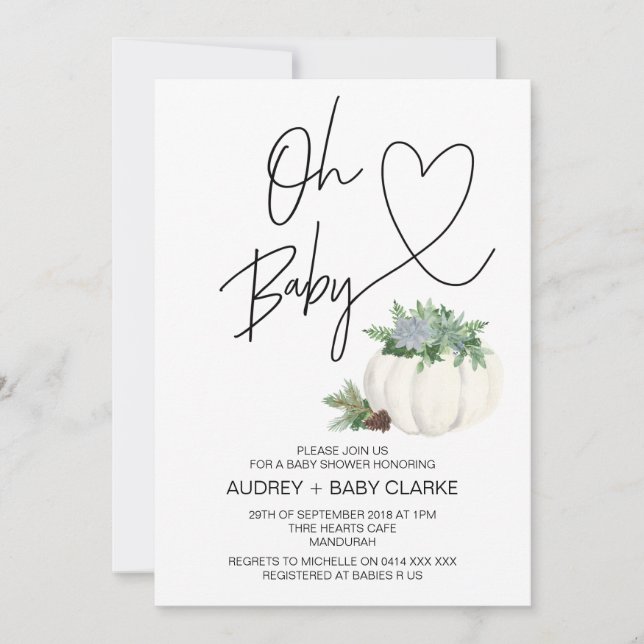 Invitation Oh Baby Thanksgiving Baby shower de Noël (Devant)