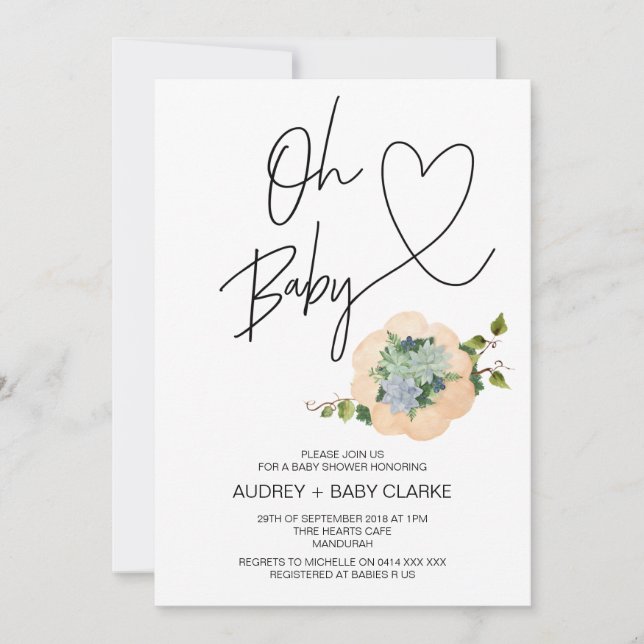 Invitation Oh Baby Thanksgiving Baby shower de vacances d'aut (Devant)