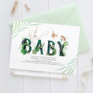 Invitation Oh Baby Tropical Green and Gold Baby shower