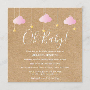 Invitation Oh Baby Twinkle Twinkle Baby Girl Shower Rustic
