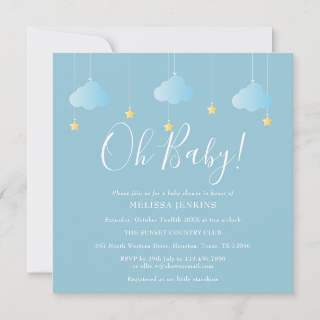 Invitation Oh Baby Twinkle Twinkle Baby shower / Sprinkle (Devant)