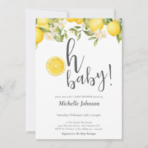 Invitation Oh Baby Watercolor Baby shower citron
