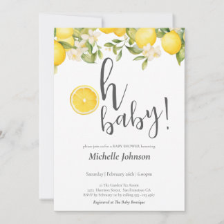 Invitation Oh Baby Watercolor Baby shower citron