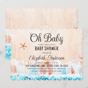 Invitation Oh Baby Watercolor Baby shower de plage