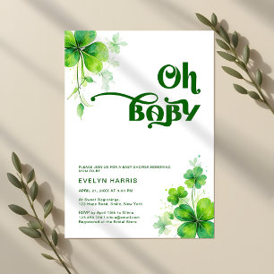 Invitation Oh Baby Watercolor Vert Baby shower irlandais