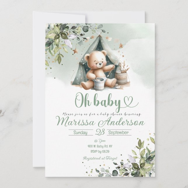Invitation Oh Baby Whimsical Baby shower (Devant)