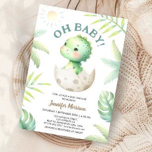 Invitation Oh Bébé ! Adorable bébé Dino Dinosaure Baby Shower