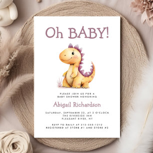 Invitation Oh Bébé Adorable Dinosaure Orange Violet Baby Show