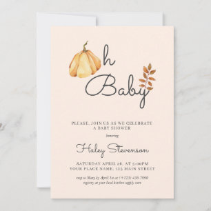 Invitation Oh Bébé Aquarelle Citrouille Automne Rustique Baby