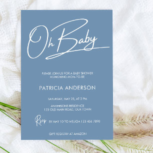 Invitation Oh bébé baby shower de calligraphie de script mode