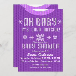 Invitation OH BÉBÉ Baby shower d'hiver Knit Sweater violet