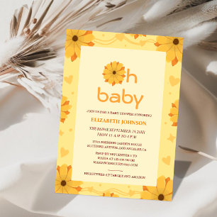 Invitation oh bébé baby shower floral mignon