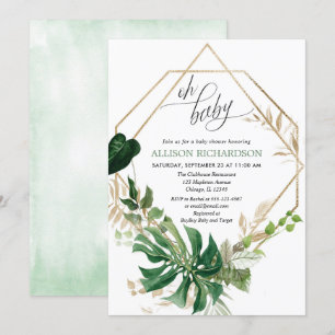 Invitation Oh bébé baby shower géométrique moderne