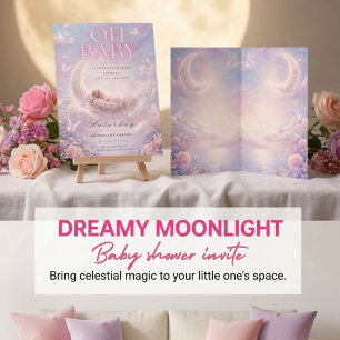 Invitation Oh Bébé, Baby shower rose pastel