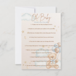 Invitation OH bébé, Baby shower Trivia Jeu, Vrai ou Faux