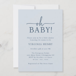 Invitation Oh Bébé Bleu Baby Shower