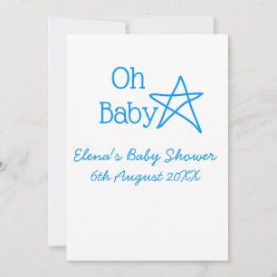 Invitation Oh bébé bleu étoile baby shower ajouter nom passé