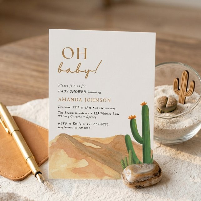 Invitation Oh Bébé Boho Désert Sud-Ouest Cactus Baby Shower (Créateur téléchargé)