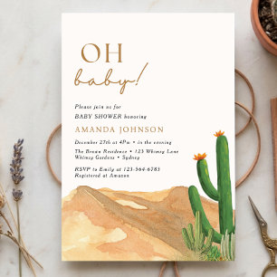 Invitation Oh Bébé Boho Désert Sud-Ouest Cactus Baby Shower