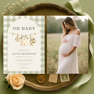 Invitation Oh Bébé Bois Photo Baby Shower
