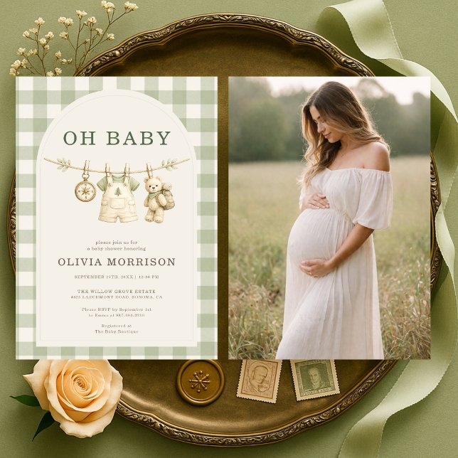 Invitation Oh Bébé Bois Photo Baby Shower (Créateur téléchargé)