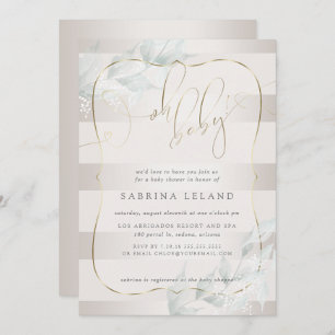 Invitation OH Bébé ! Calligraphie Ombré Taupe