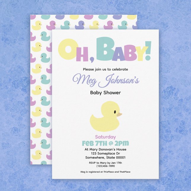 Invitation Oh Bébé Canard en Caoutchouc Fête de Naissance Mix (Créateur téléchargé)