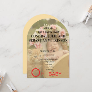 Invitation Oh Bébé Chat Photo Arche de Baby Shower