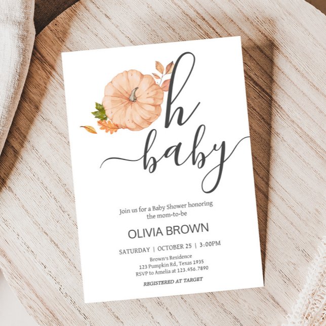 Invitation Oh Bébé Citrouille Fête de Bébé (Oh Baby Pumpkin Fall Autumn Baby Shower Invitation)